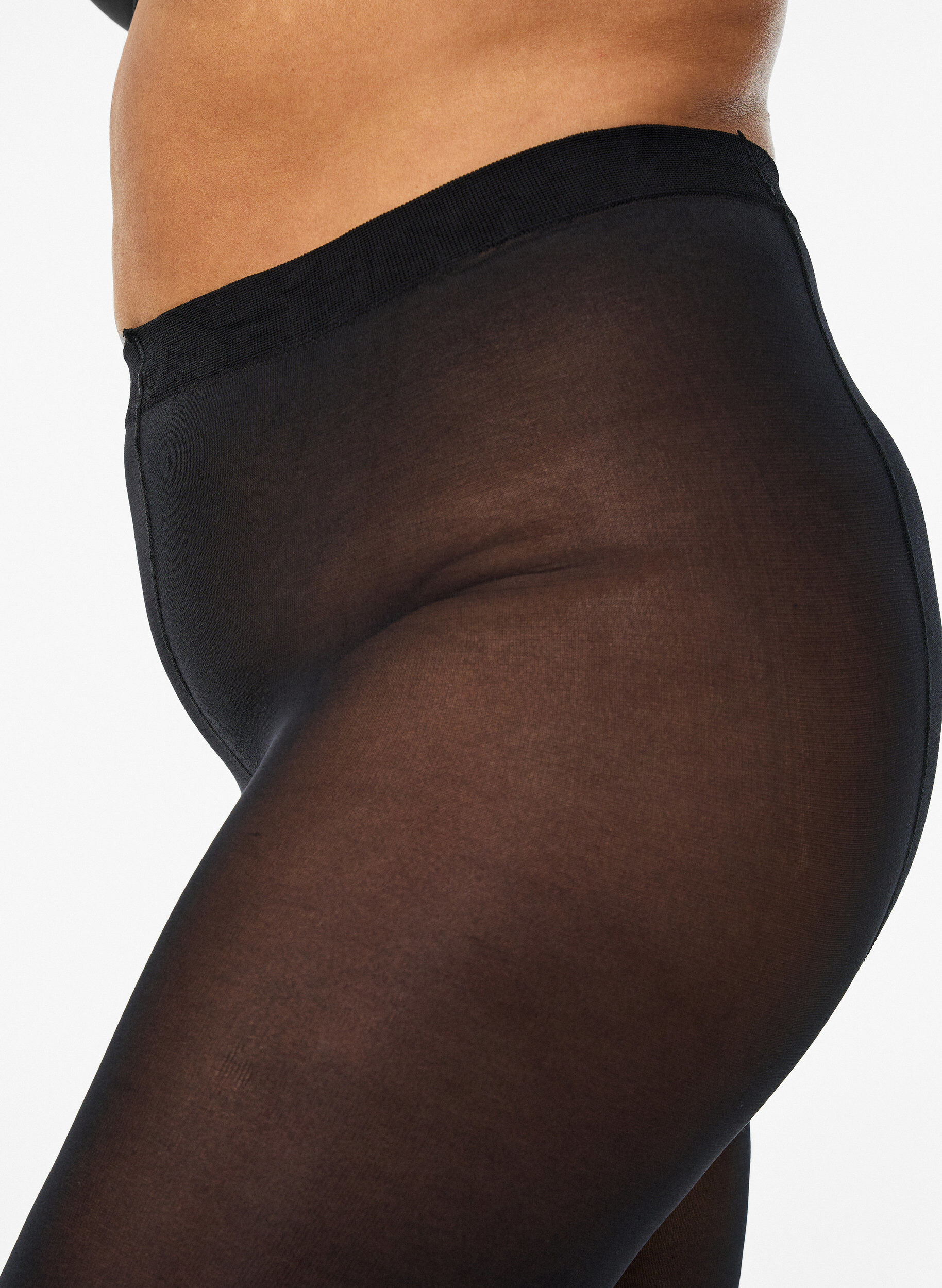 Zizzi 2-pack panty's in 100 denier, Zwart, Model image number 2