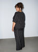 Blouse met ruitjes, kanten afwerking en ellebooglange mouwen, Zwart, Model image number 2