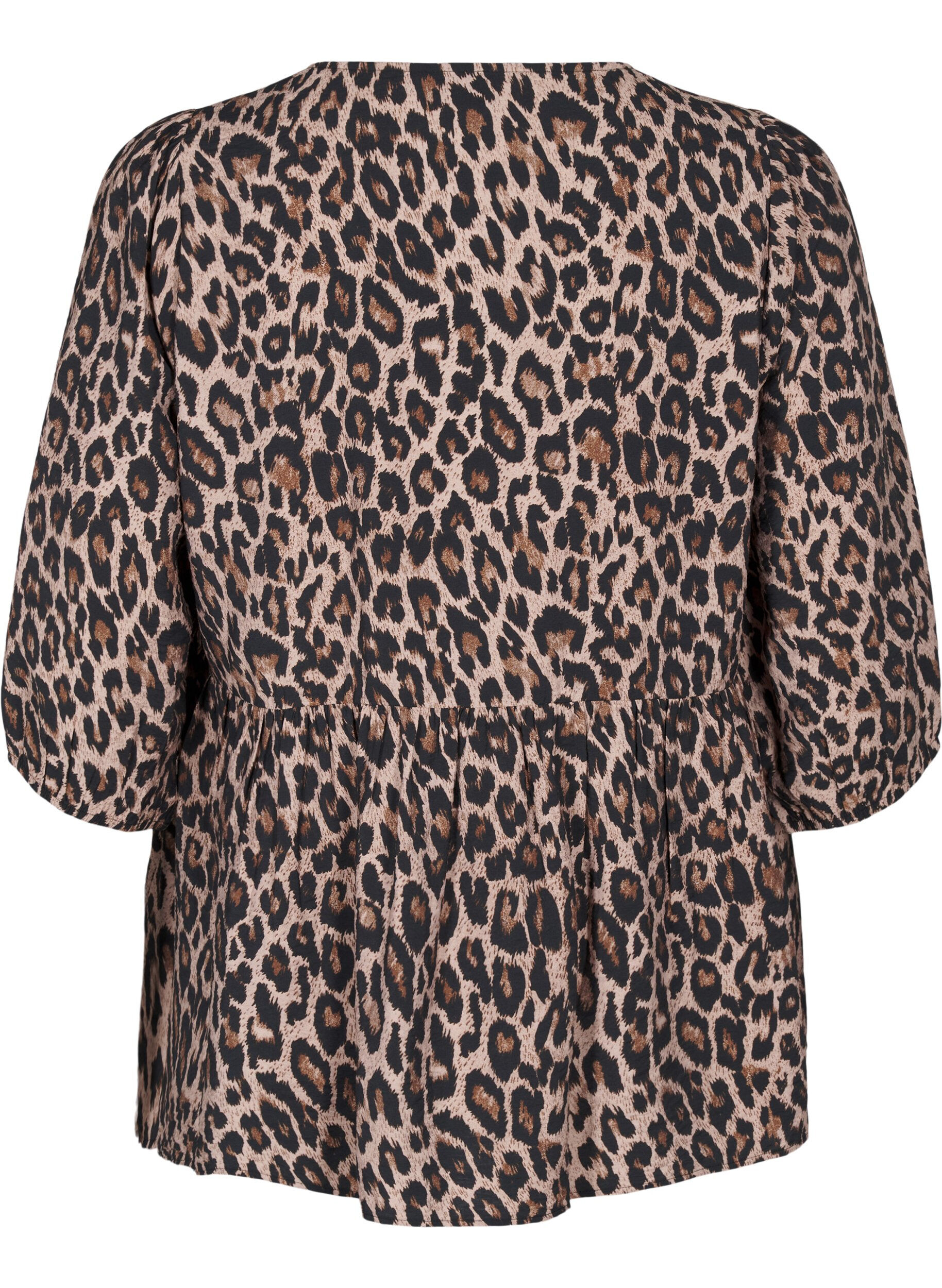 Zizzi Leo blouse met strikje, Leo AOP w. Bow, Packshot image number 1
