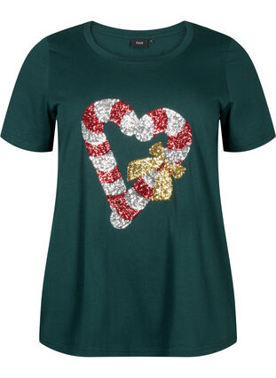 Kerst T-shirt met pailletten, Scarab W. Stock, Packshot image number 0