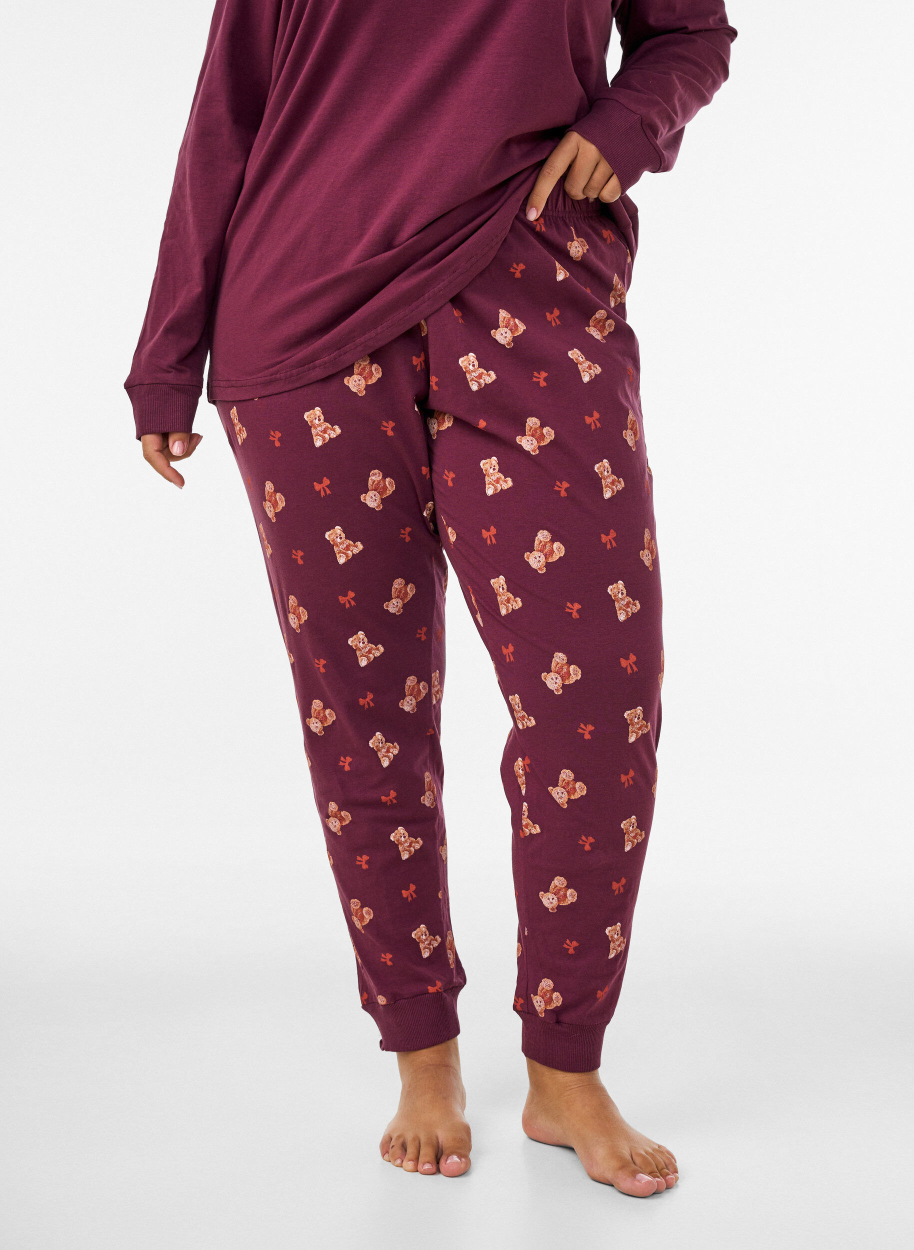 Bedrukte pyjamabroek, Rood, Model