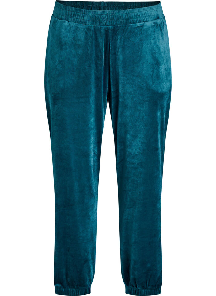 Losvallende fluwelen broek, Groen, Packshot image number 0
