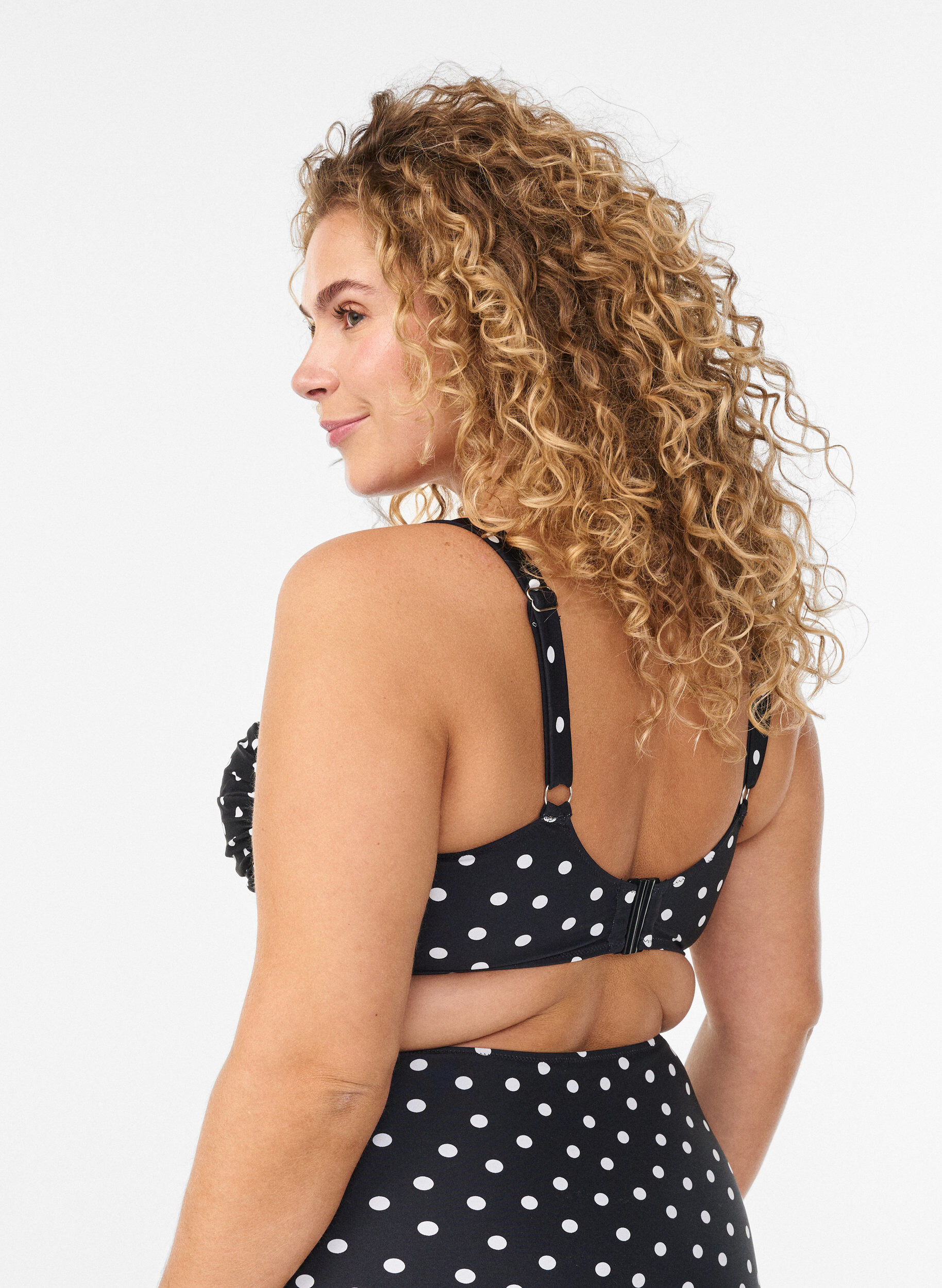 ZizziGewatteerde bikinitop met print, Zwart, Model image number 1