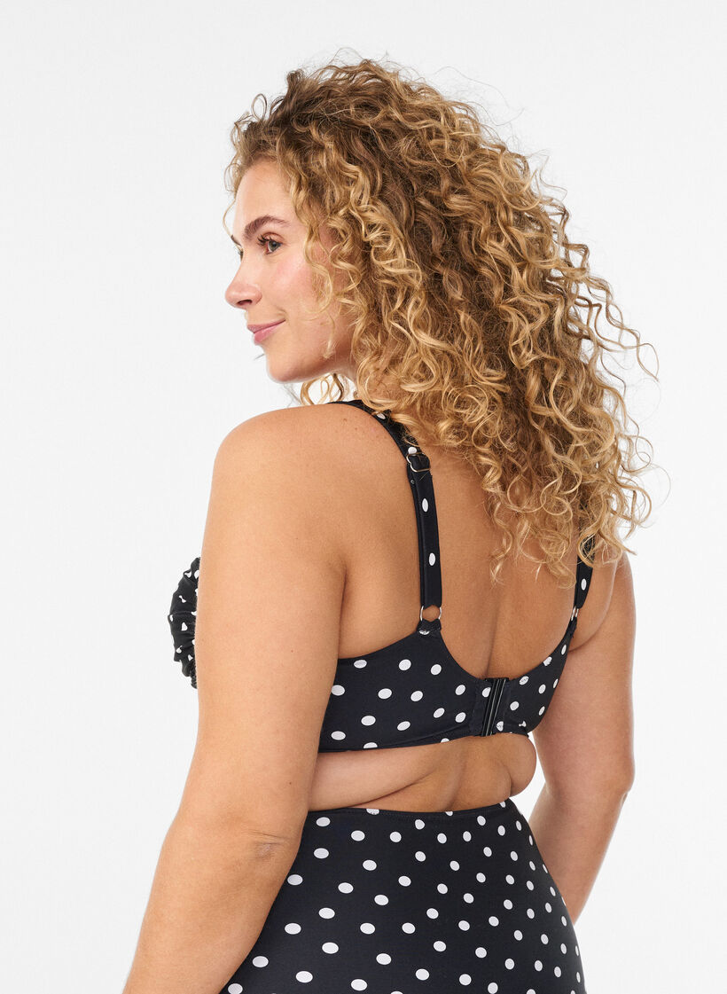 Gewatteerde bikinitop met print, Zwart, Model image number 1