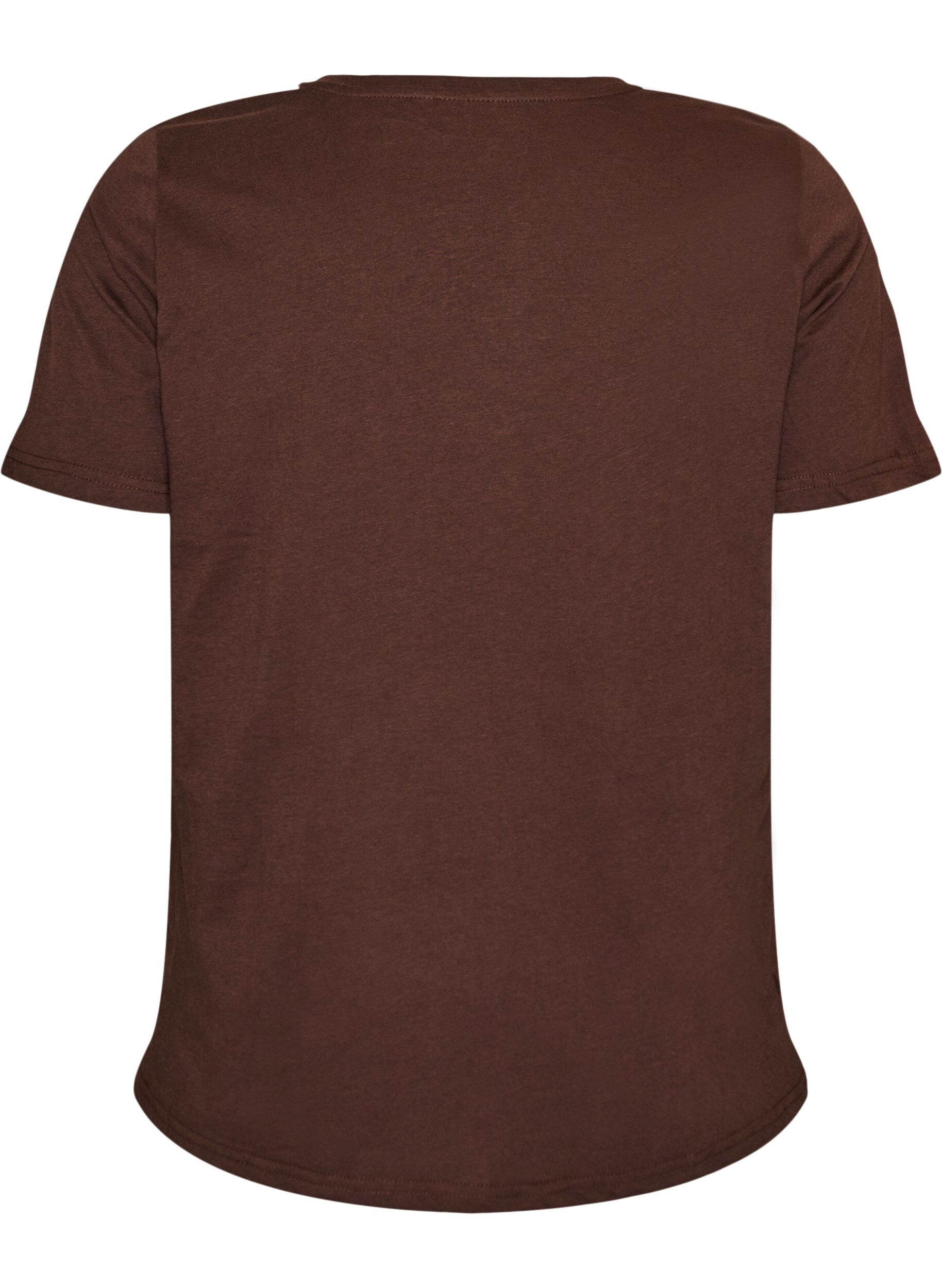 Zizzi T-shirt met V-hals, Bruin, Packshot image number 1