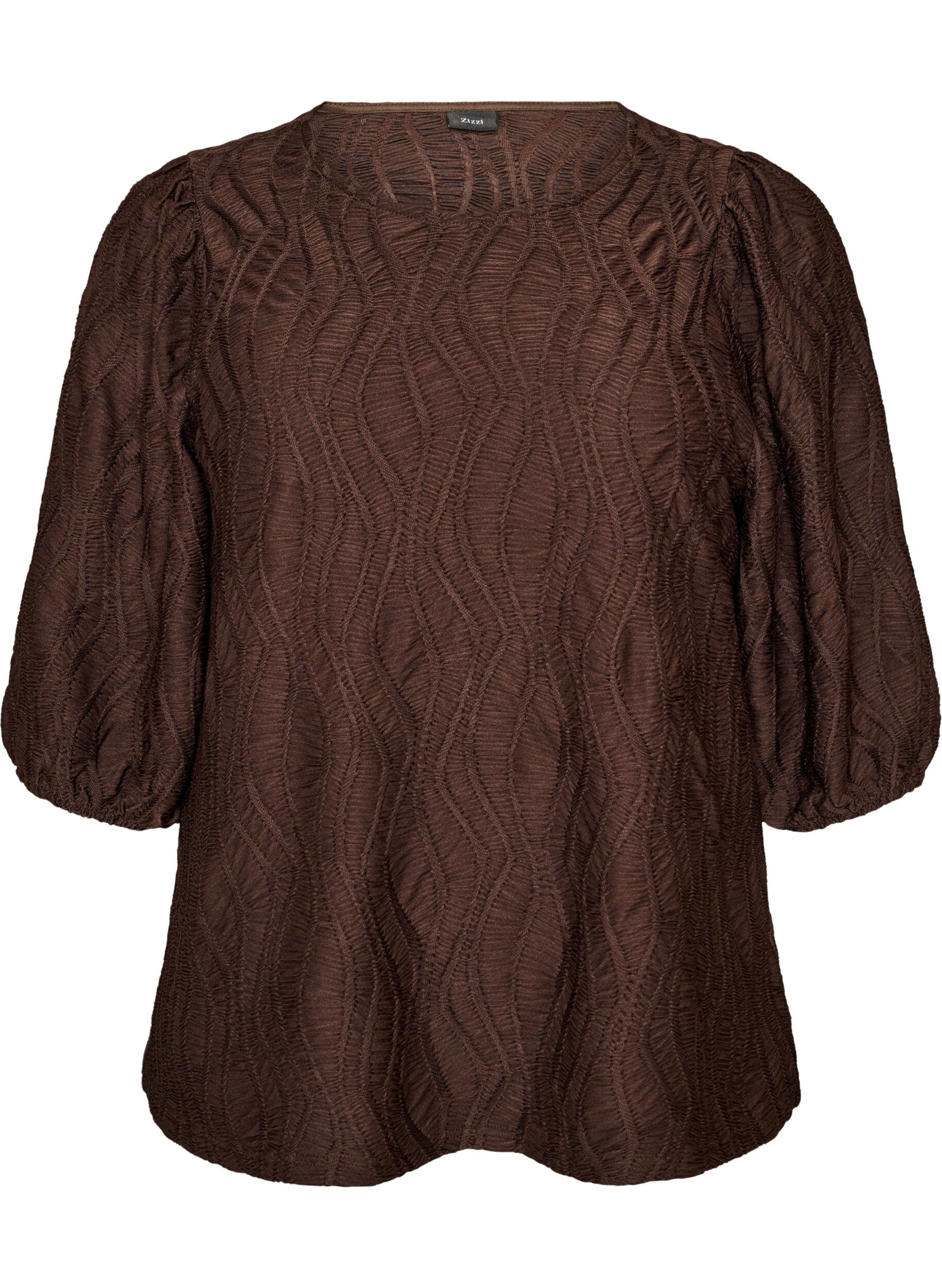 Blouse met textuur en 3/4 mouwen