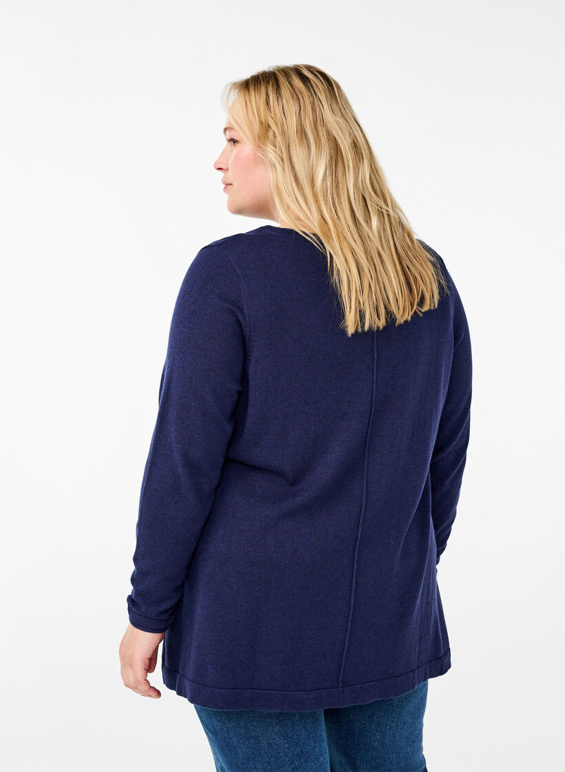 Gebreide blouse gemaakt van katoen en viscose., Blauw, Model image number 2