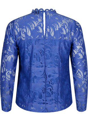 Kanten blouse met lange mouwen, Deep Ultramarine, Packshot image number 1