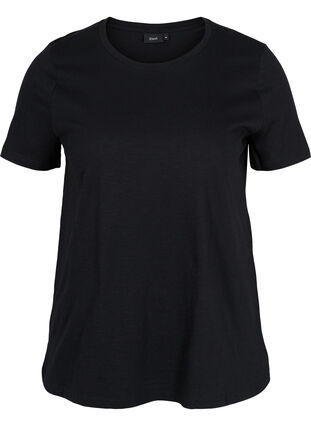 Set van 2 basic t-shirts in katoen, Deep Lavender/Black, Packshot image number 3
