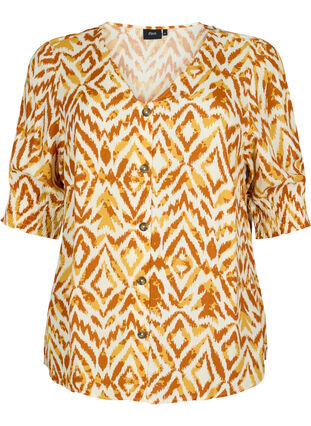 Viscose blouse met knopen, Amber Green Tribe, Packshot image number 0