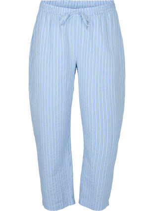 Losse katoenen pyjama broek met strepen, Chambray Blue Stripe, Packshot image number 0
