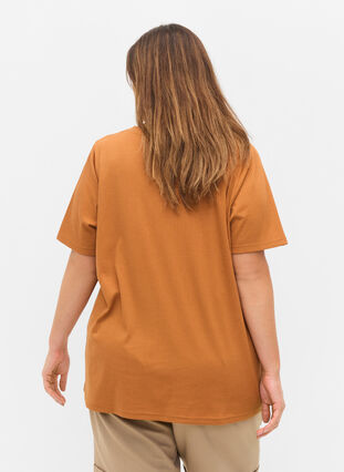 T-shirt met korte mouwen in ribstof, Pecan Brown, Model image number 1
