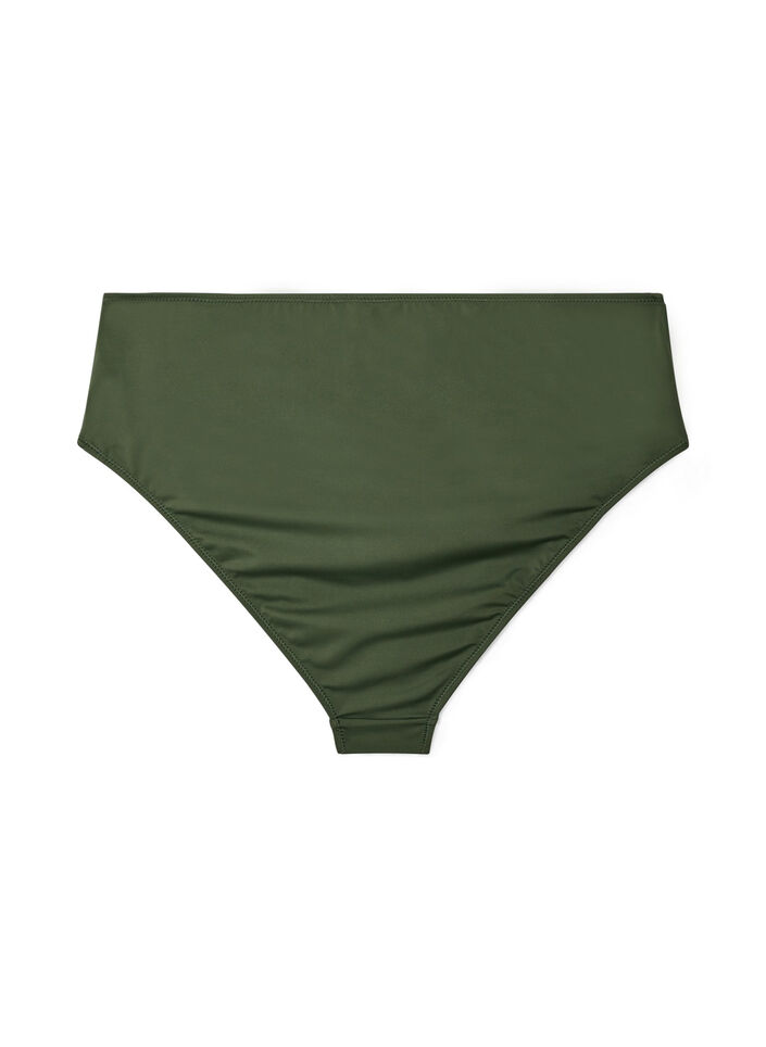 High-waisted Tai bikinislip met gouden detail, Groen, Packshot