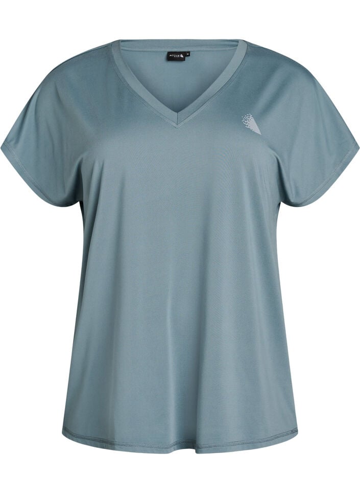 Losvallend trainings-T-shirt met V-hals, Grijs, Packshot image number 0