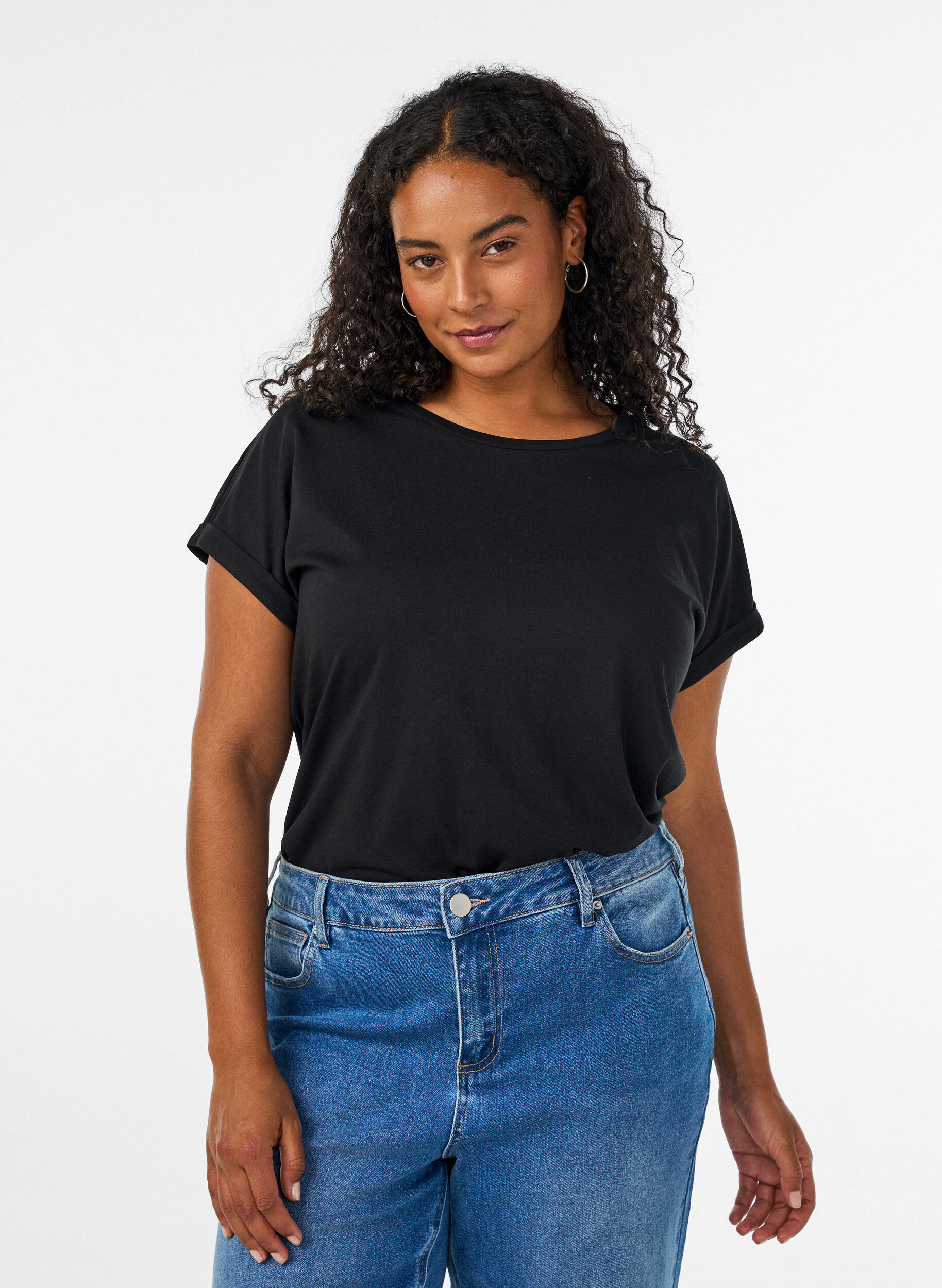 2-pack T-shirts met korte mouwen, Zwart, Model