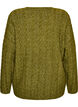 Gebreide blouse met kabelpatroon en V-hals, Groen, Packshot image number 1