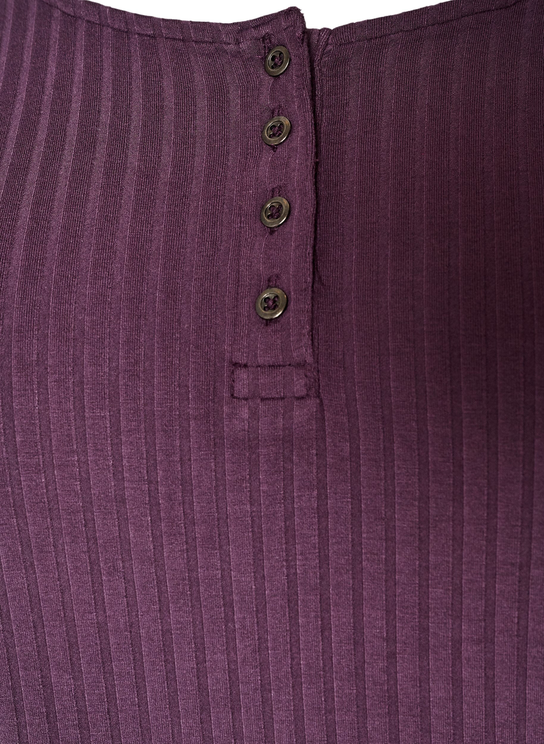 ZizziNachtjapon in viscose jersey met een geribde textuur, Paars, Packshot image number 2