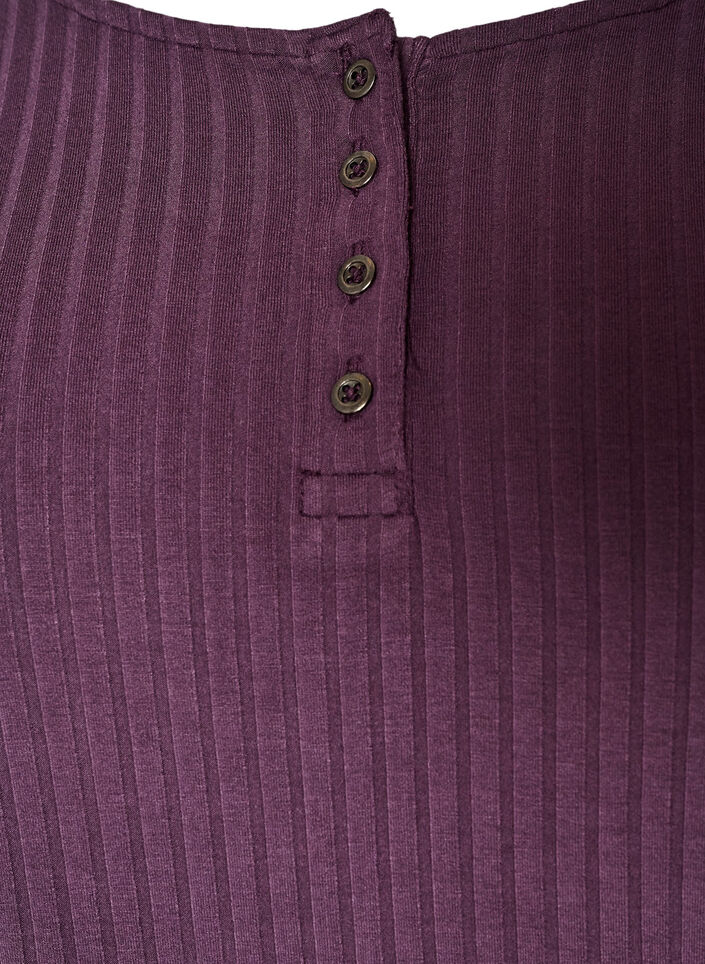 Nachtjapon in viscose jersey met een geribde textuur, Paars, Packshot image number 2