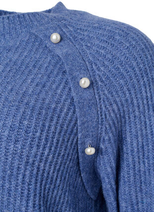 Gemêleerde pullover met parelknopen, Coastal Fjord Mel., Packshot image number 2