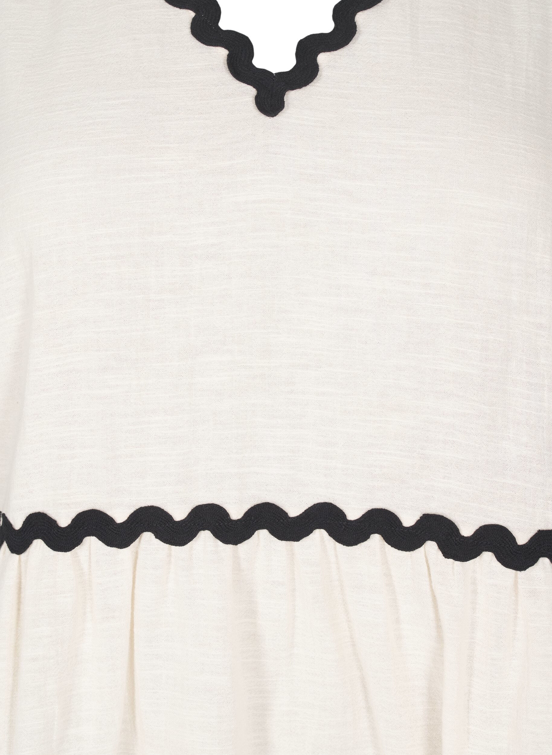 Zizzi Mouwloze blouse met gekartelde contrasterende randen, Beige, Packshot image number 2