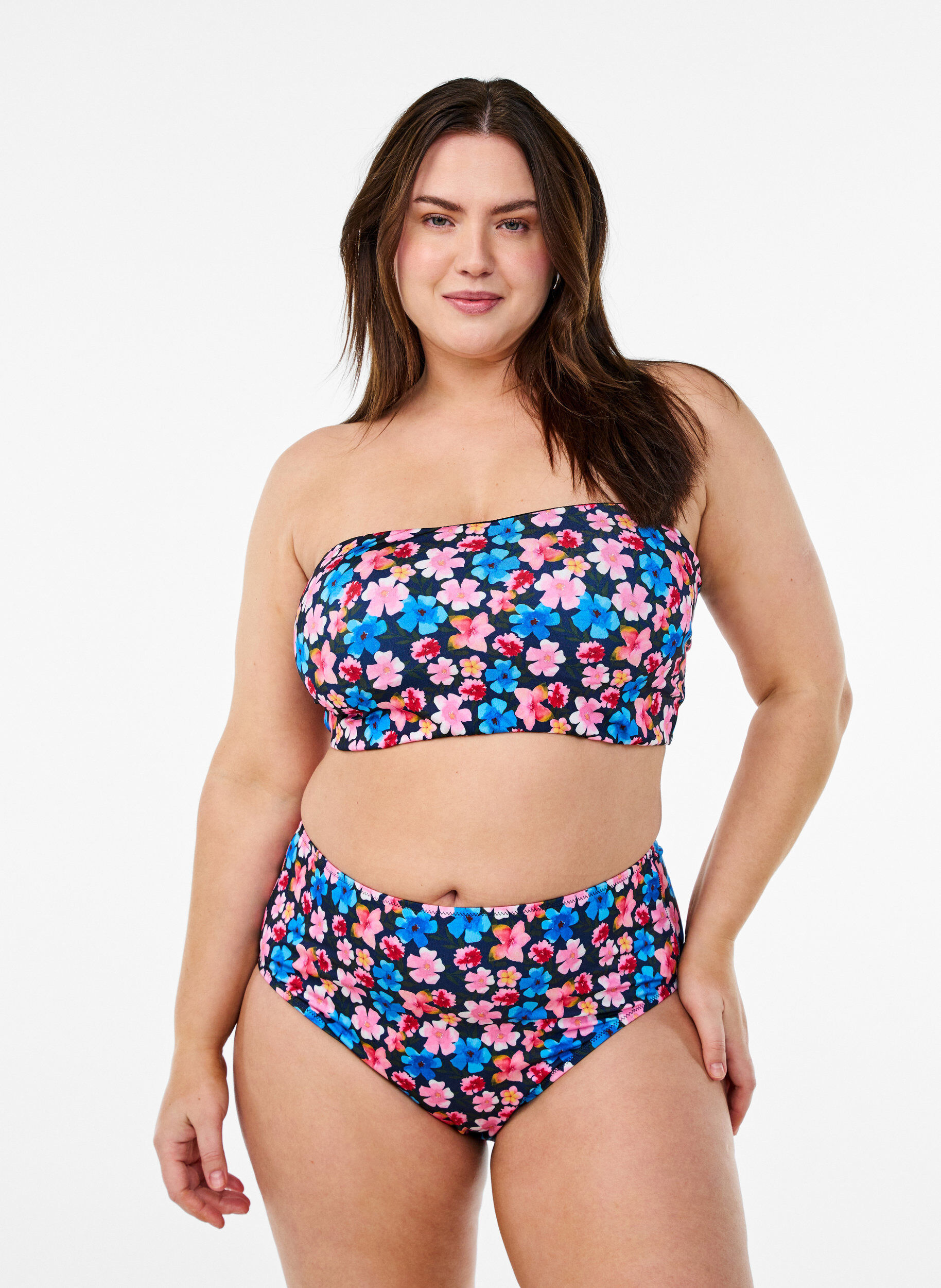 Zizzi Luipaard bandeau bikinitop, Rood, Model image number 1