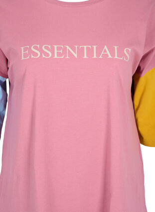 Colorblock t-shirt met 2/4 mouwen, Pink Blocking, Packshot image number 2