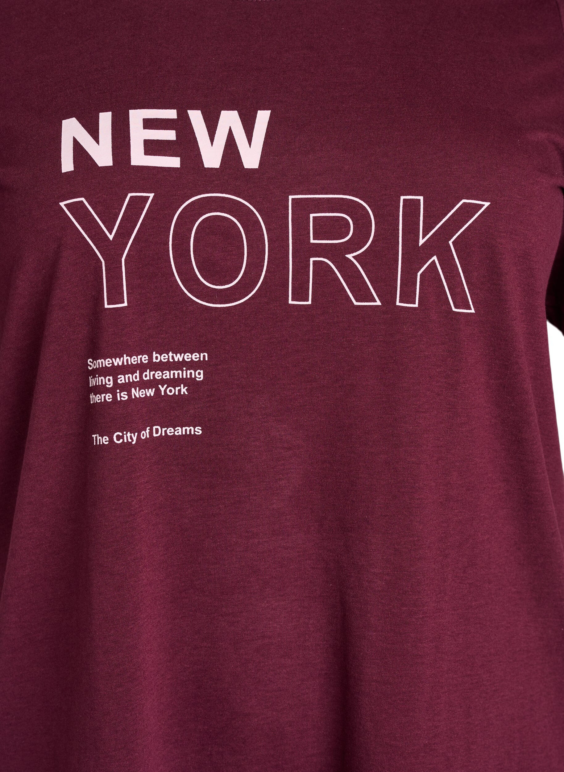 Zizzi FLASH - T-shirt met motief, Donker Bordeaux, Packshot image number 2