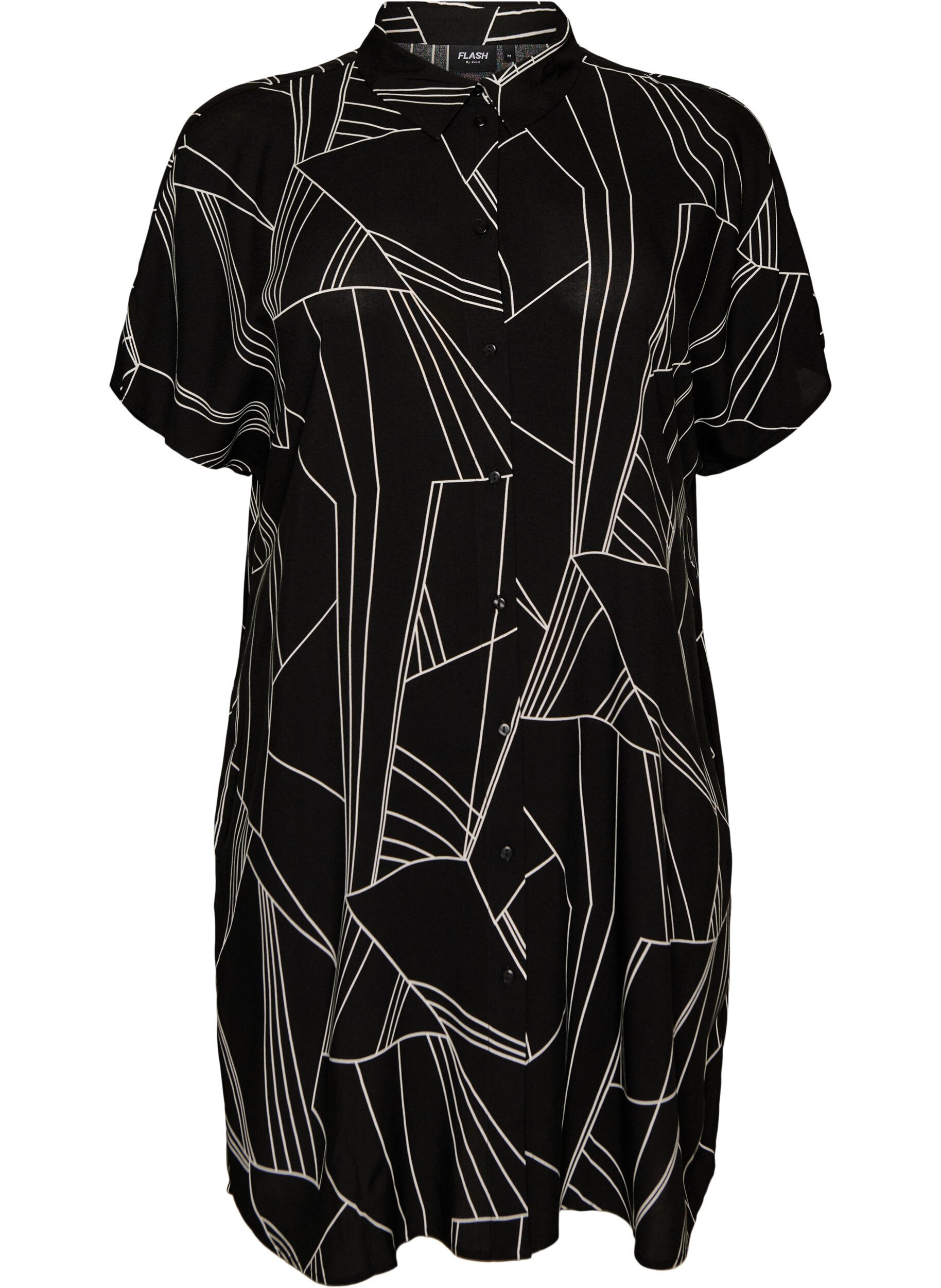 Zizzi Losvallend lang shirt van viscose, Zwart, Packshot image number 0