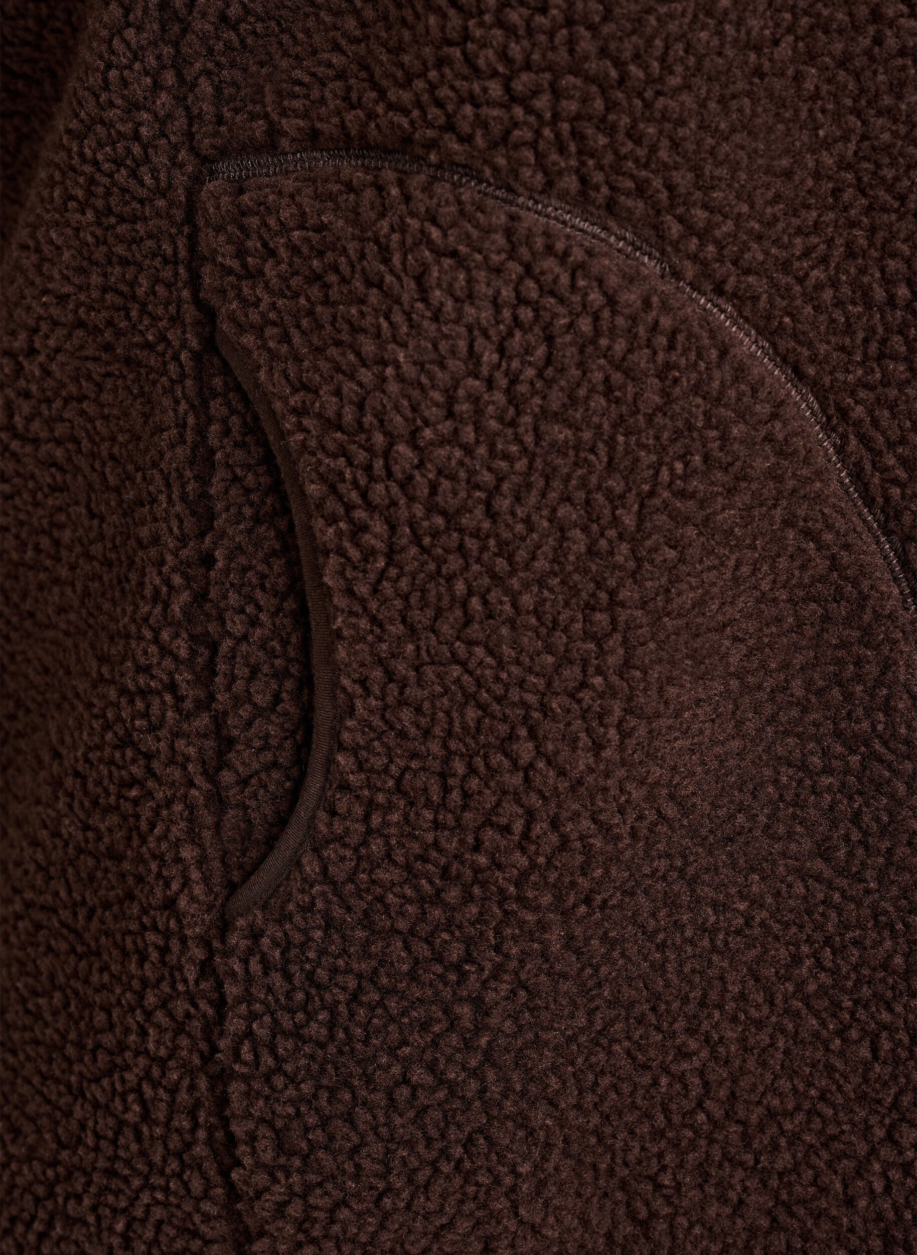 Zizzi Teddy fleece gilet met ritssluiting en zakken, Bruin, Packshot image number 3