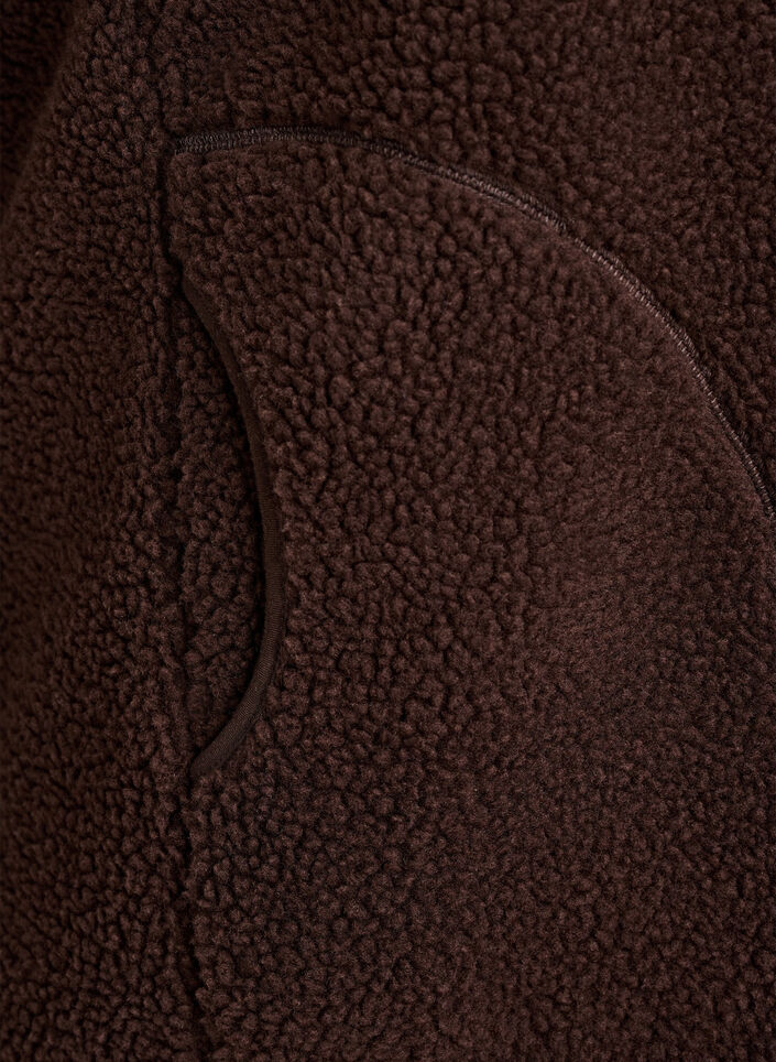 Teddy fleece gilet met ritssluiting en zakken, Bruin, Packshot image number 3