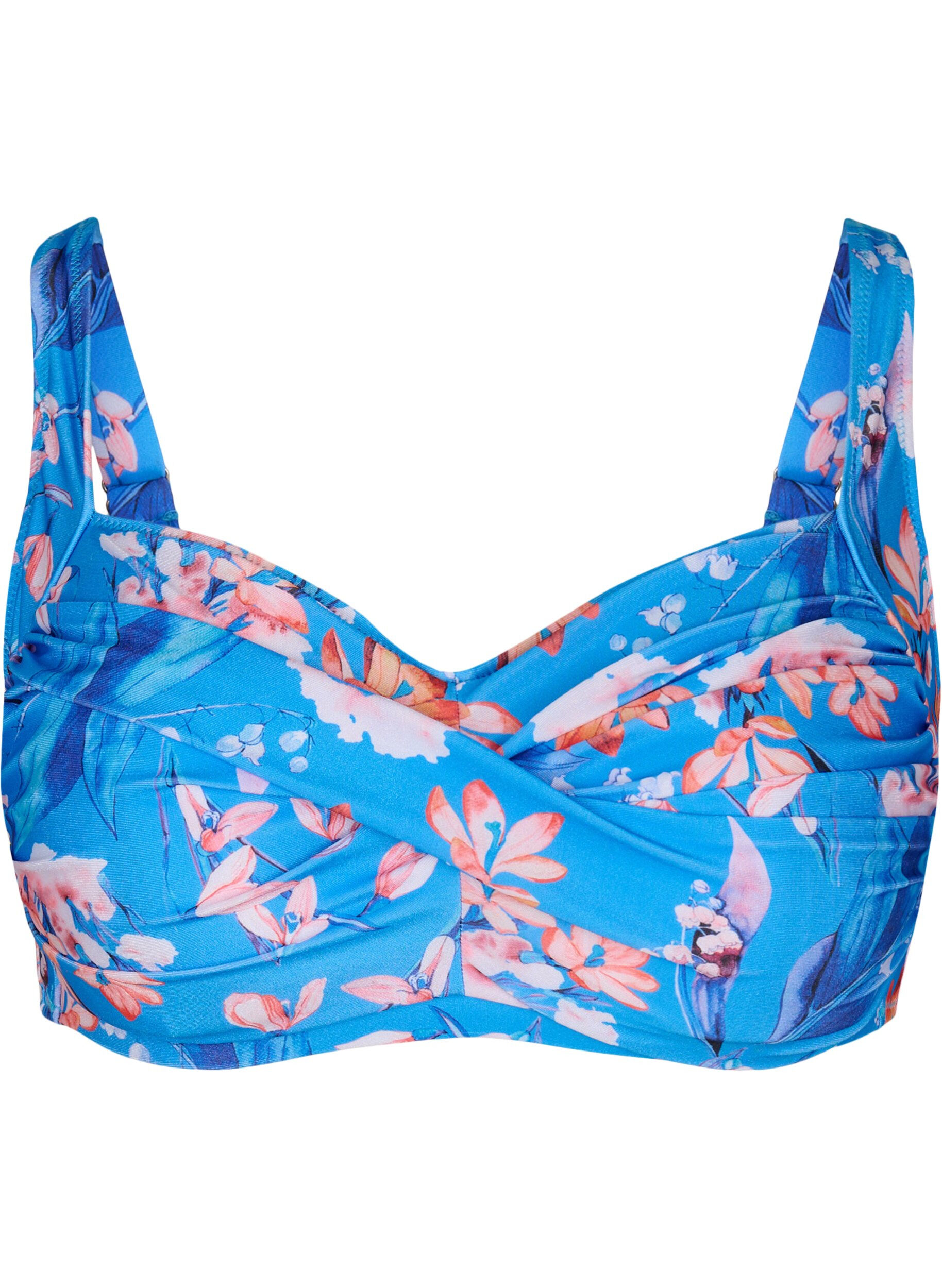 Zizzi Bedrukte bikinitop, Bright Blue Print, Packshot image number 0