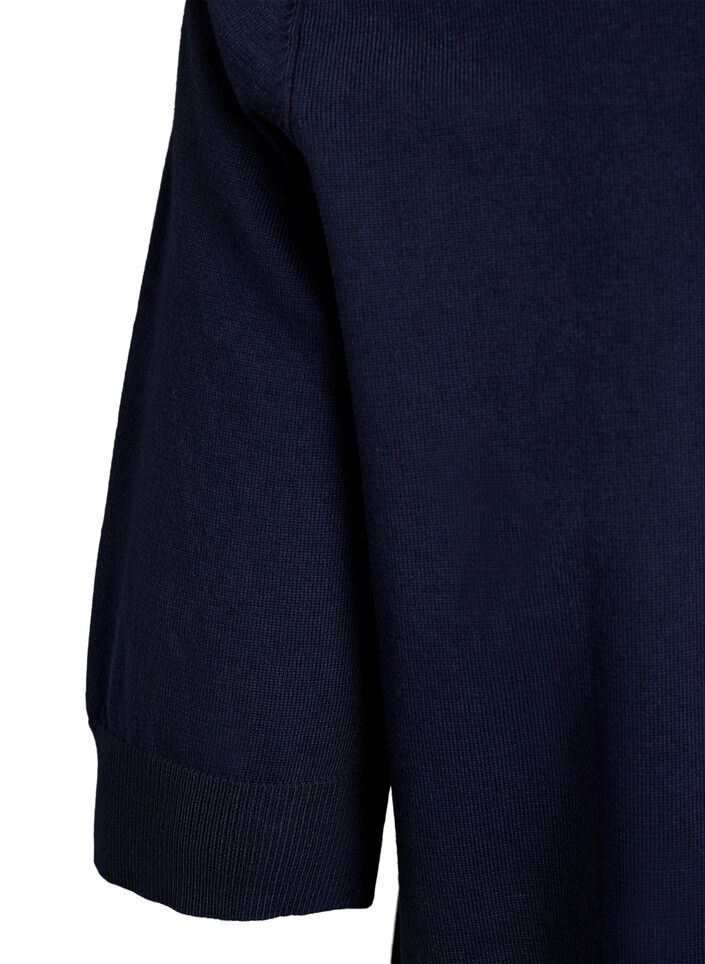 FLASH - Fijngebreide blouse met korte mouwen, Blauw, Packshot image number 3