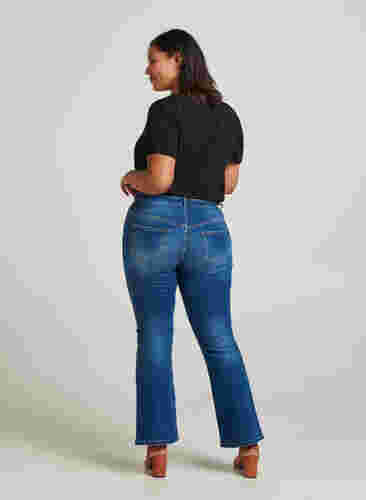 Ellen bootcut jeans met hoge taille, Blue denim, Model image number 1