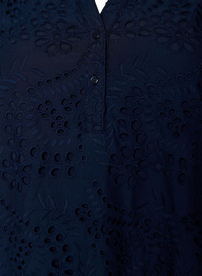 Broderie anglaise jurk met ruches mouwen, Blauw, Packshot image number 2