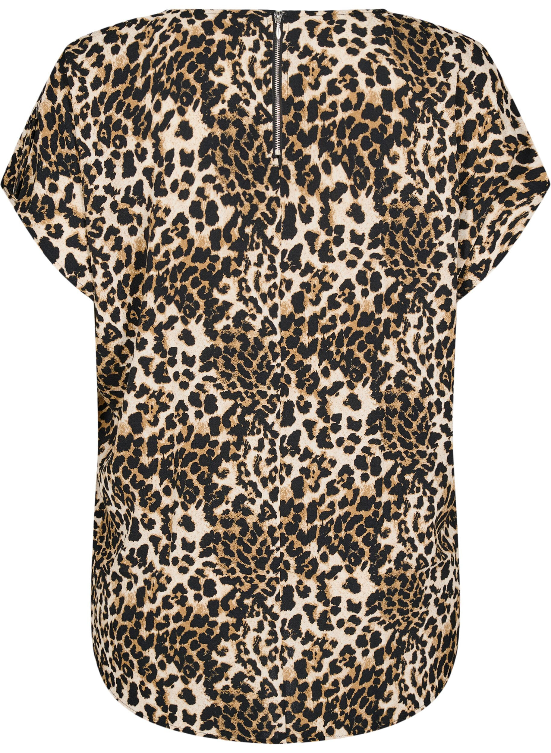 Zizzi Blouse met korte mouwen en luipaardprint, Leopard AOP, Packshot image number 1