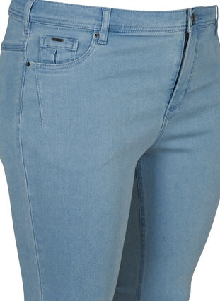 Hoge taille capri jeans met katoenmix, Light blue denim, Packshot image number 2