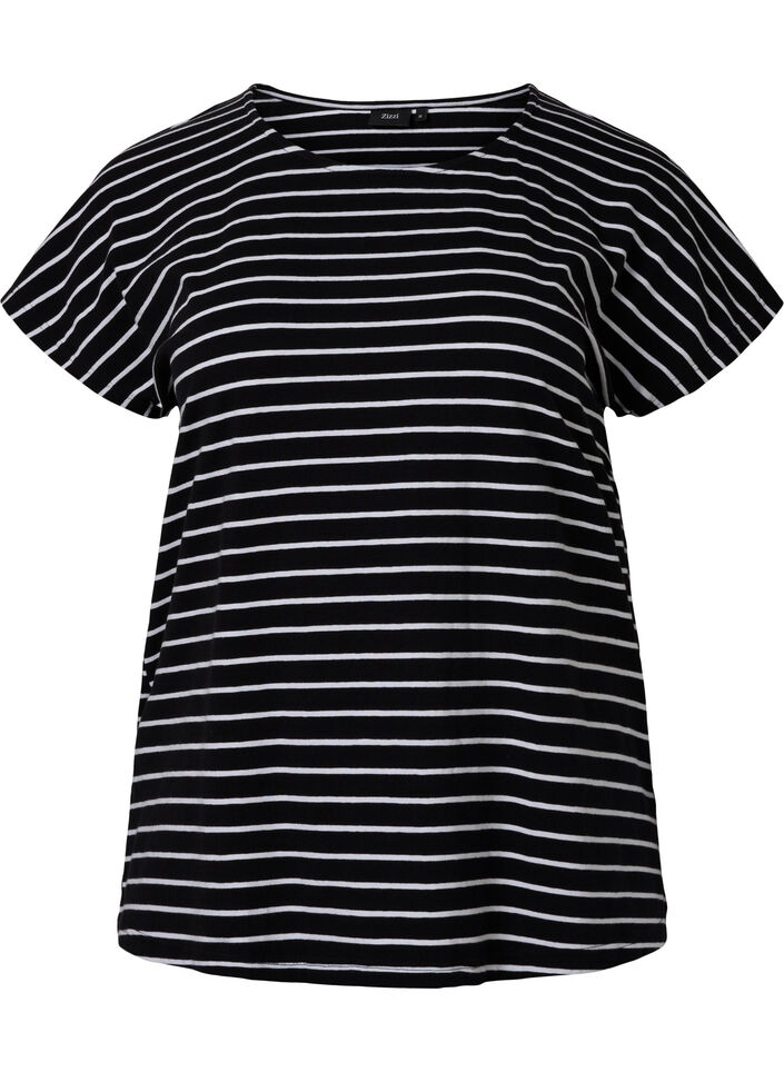 	 Katoenen t-shirt met strepen, Black W. Stripe, Packshot image number 0