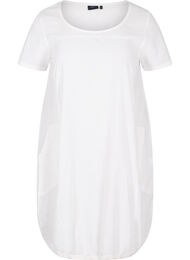 Katoenen jurk met korte mouwen, Bright White
