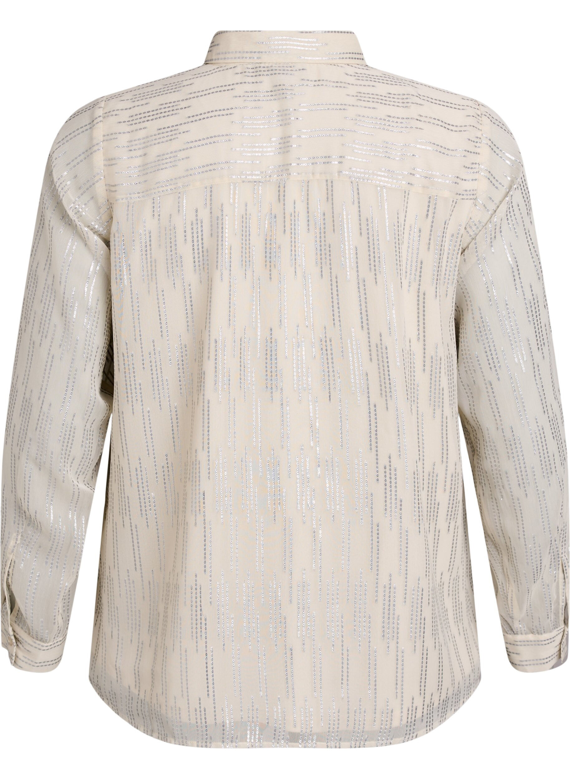 Zizzi Shirt met glinsterend patroon, Vanille, Packshot image number 1