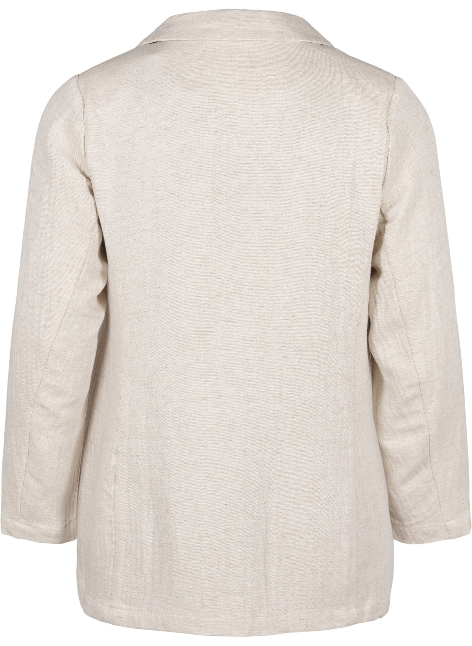 Zizzi Blazer van een materiaalmix met linnen, Rainy Day, Packshot image number 1