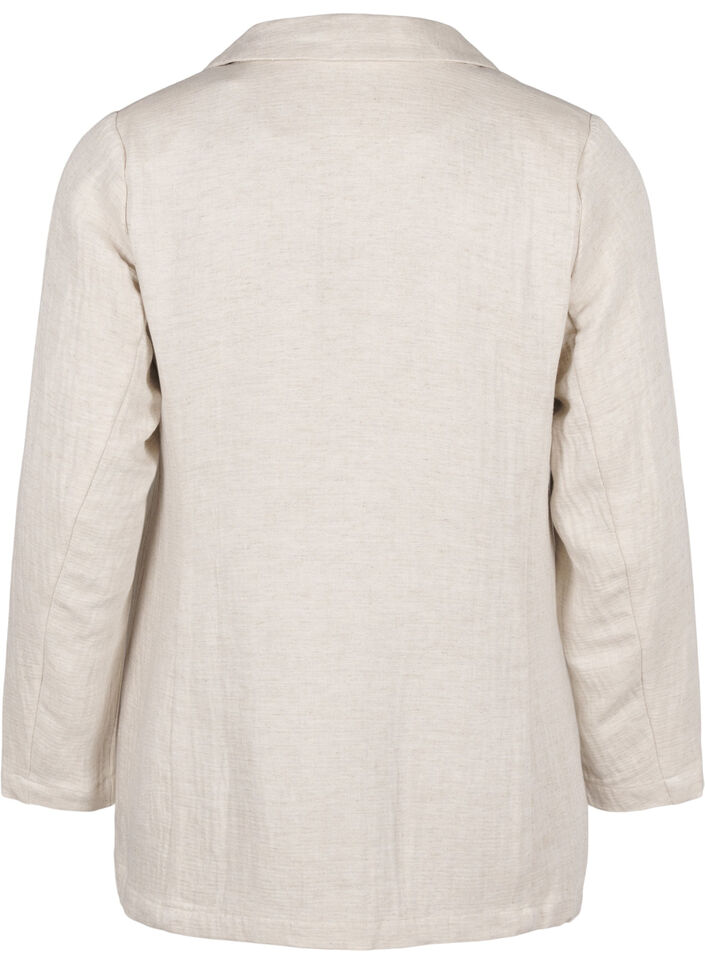 Blazer van een materiaalmix met linnen, Rainy Day, Packshot image number 1
