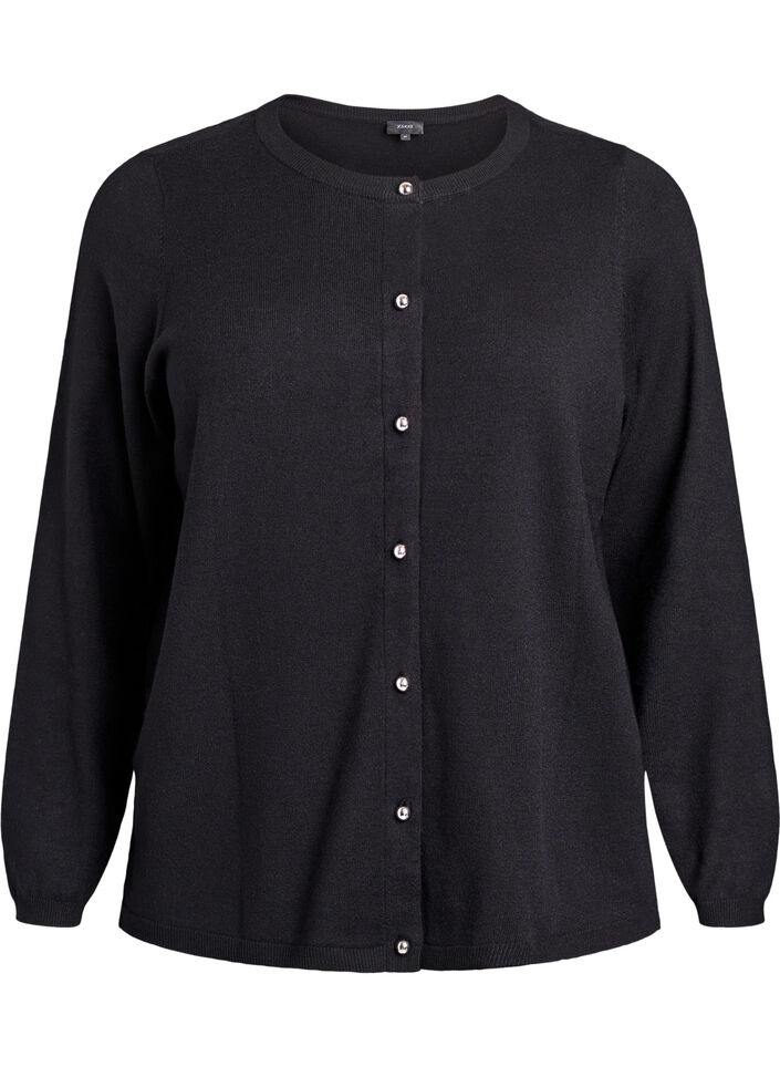 Cardigan met ronde knopen, Zwart, Packshot image number 0