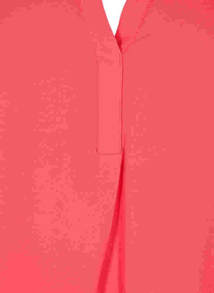 Blouse met korte mouwen en v-hals, Hibiscus, Packshot image number 2