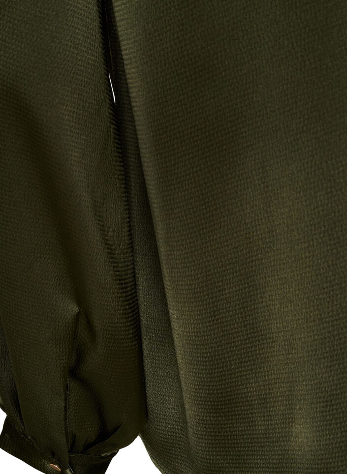 Blouse met overhemdkraag en V-hals, Groen, Packshot image number 3