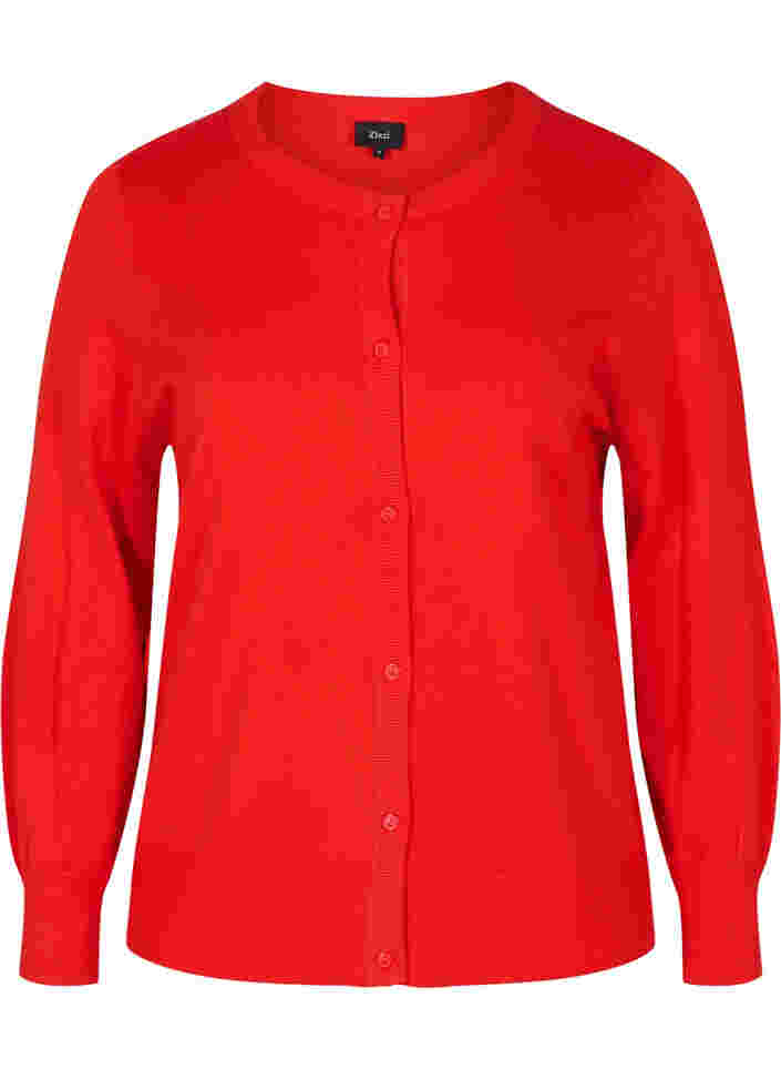 Gebreid vest met knopen in viscosemix, Fiery Red, Packshot image number 0