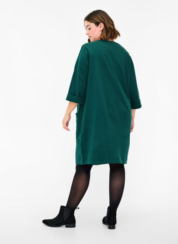 Sweat jurk met 3/4 mouwen en zakken, Ponderosa Pine, Model image number 1