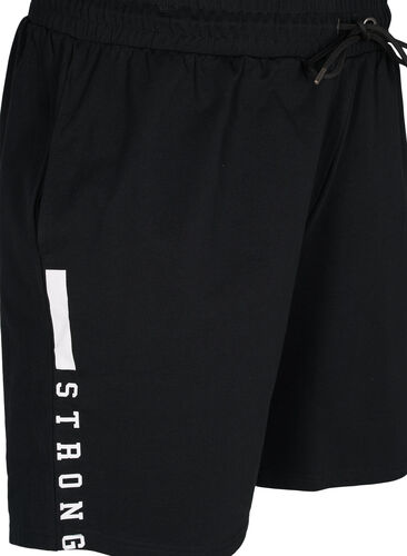 Losse shorts met tekstprint, Black, Packshot image number 2