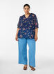 Blouse met bloemenprint en V-hals, Blauw, Model image number 1