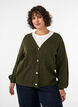 Vest met V-hals en ribstructuur, Groen, Model image number 0