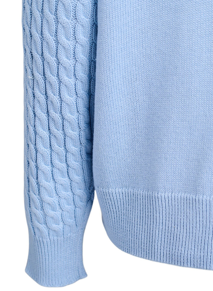 Kabelgebreid vest met gouden knopen, Blauw, Packshot image number 3